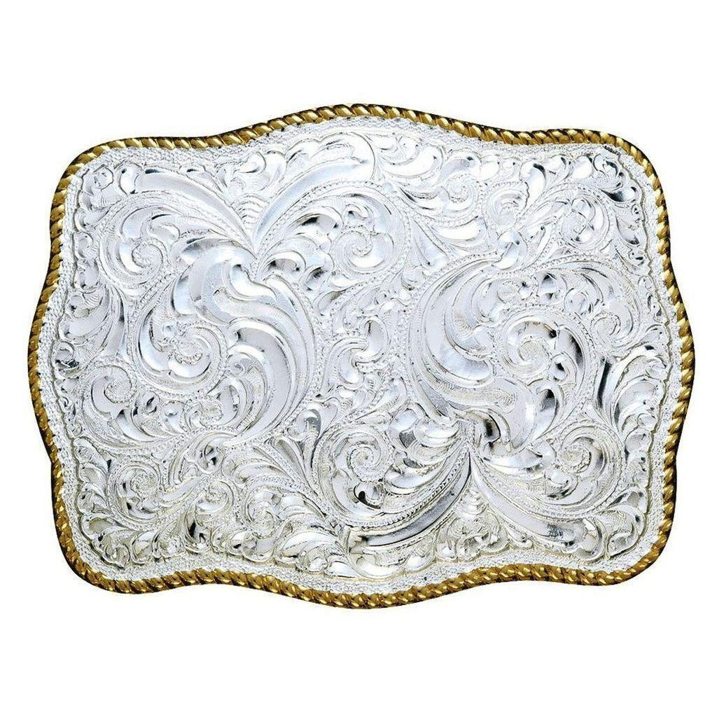 Crumrine® Silver Plated Floral Western Belt Buckle