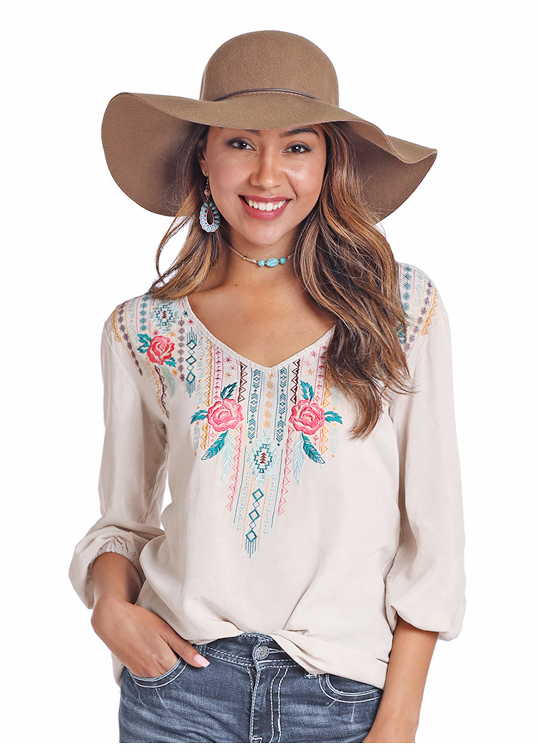 Panhandle Slim Women's Aztec Flowers Traditional Shirt