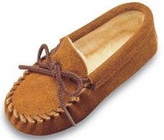 Minnetonka® Kids' Pile Lined Soft Sole Suede Leather Moccasins