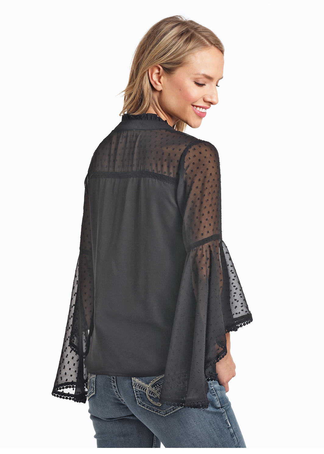 Panhandle Slim® Women's Sheer Flared Sleeve Button Front Western Blouse