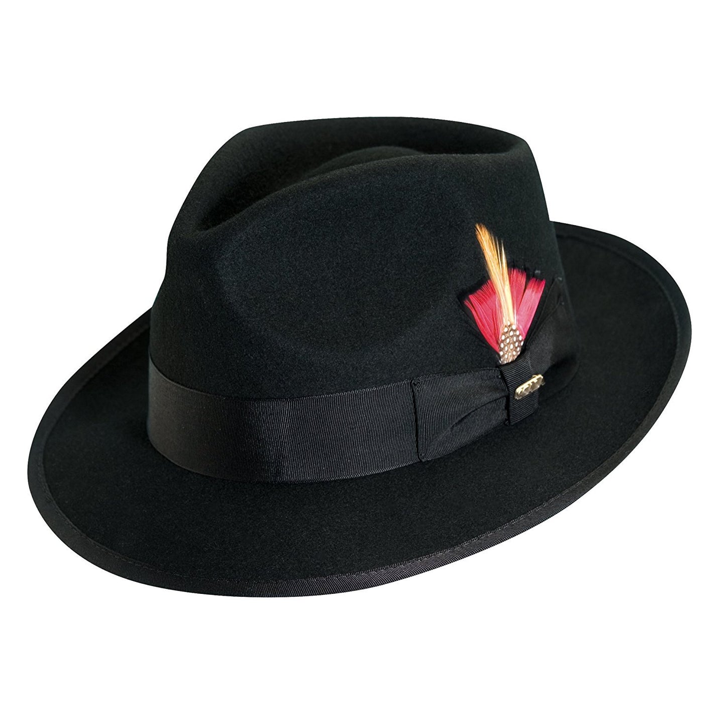 Scala® New Yorker Fedora Wool Felt Hat - Black / Grey