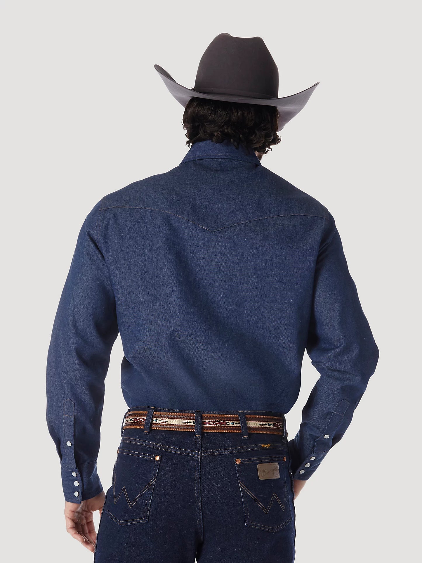 Wrangler® Men's Cowboy Cut® Rigid Denim Long Sleeve Western Work Shirt - Indigo