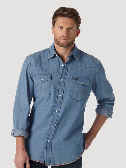 Wrangler® Men's Cowboy Cut® Denim Long Sleeve Snap Front Western Shirt