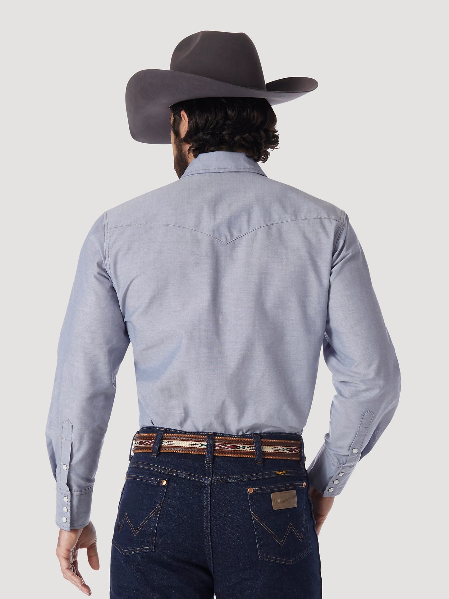 Wrangler® Men's Cowboy Cut® Poly Blend Long Sleeve Western Work Shirt - Chambray