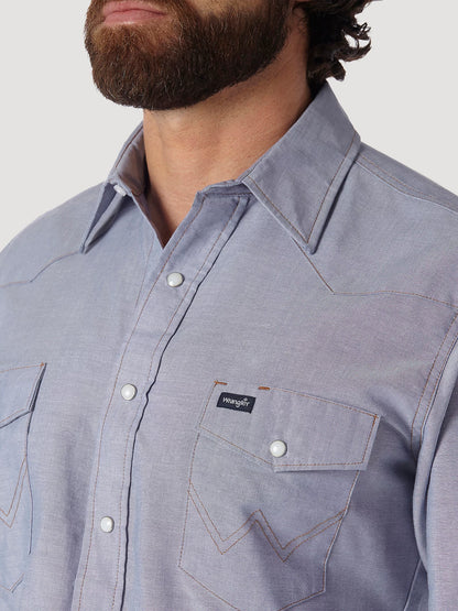 Wrangler® Men's Cowboy Cut® Poly Blend Long Sleeve Western Work Shirt - Chambray