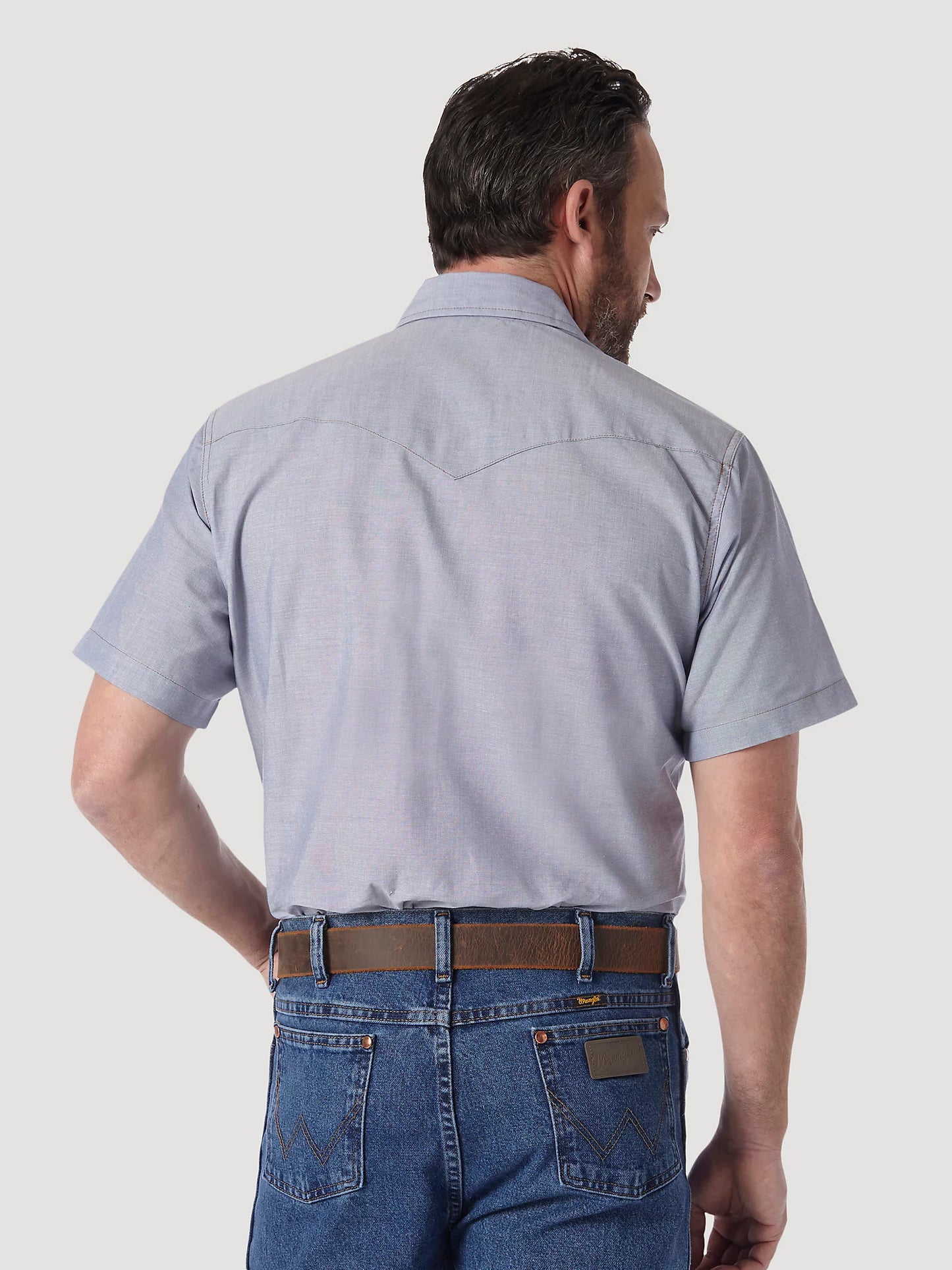 Wrangler® Men's Cowboy Cut® Short Sleeve Snap Front Chambray Western Work Shirt