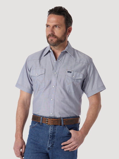 Wrangler® Men's Cowboy Cut® Short Sleeve Snap Front Chambray Western Work Shirt