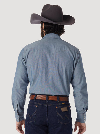 Wrangler® Men's Cowboy Cut® Denim Long Sleeve Western Work Shirt - Chambray