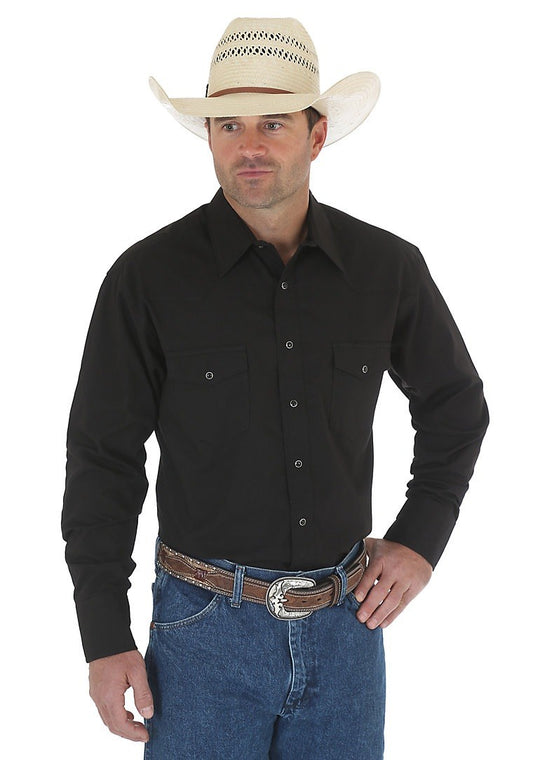 Wrangler® Men's Solid Long Sleeve Peal Snap Front Western Dress Shirt