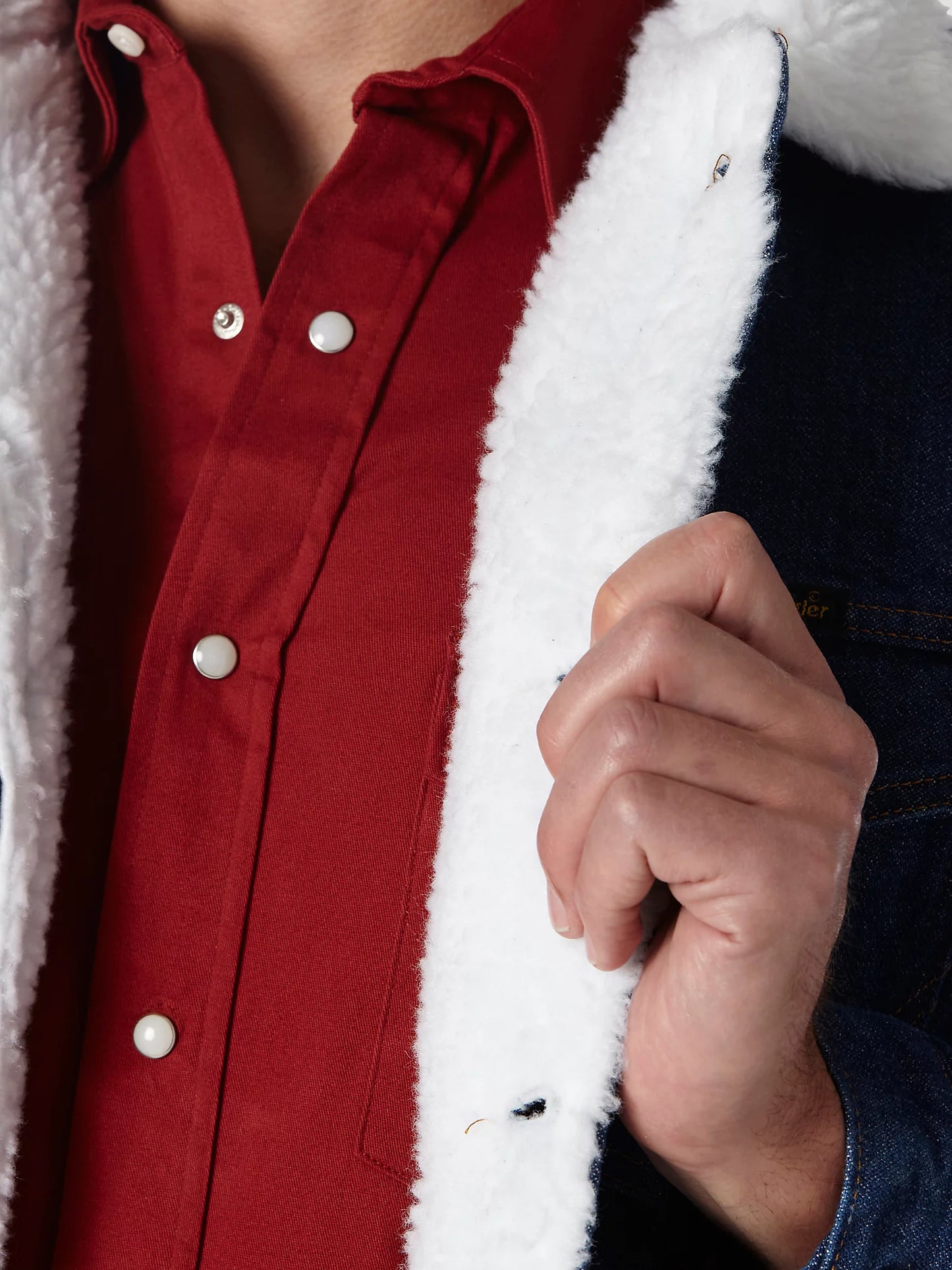 Wrangler® Men's Sherpa Lined Button Front Western Denim Jacket