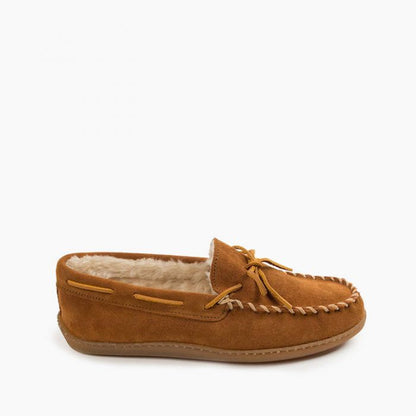 Minnetonka® Men's Pile Lined Hard Sole Suede Leather Moccasins