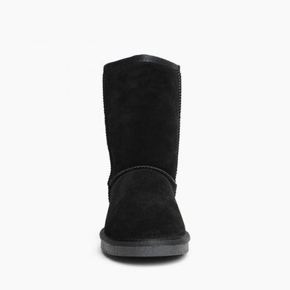 Minnetonka® Women's Olympia Sheepskin Lined Suede Leather Short Slipper Boots