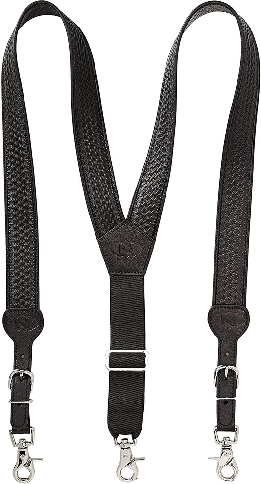 Nocona Basket Weave Leather Suspenders