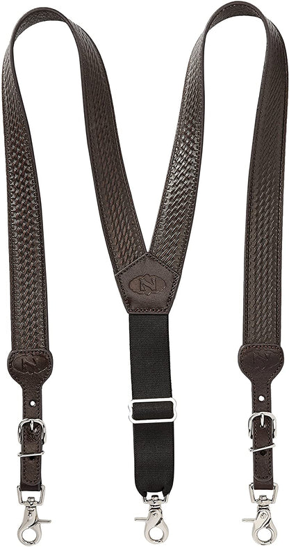 Nocona Basket Weave Leather Suspenders