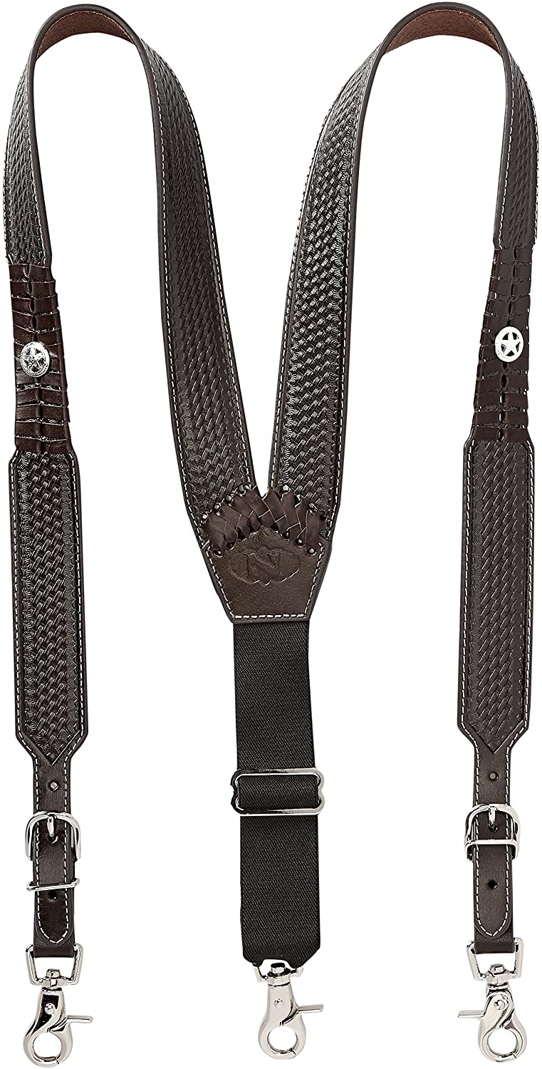 Nocona® Lone Star Adjustable Full Grain Leather Suspenders