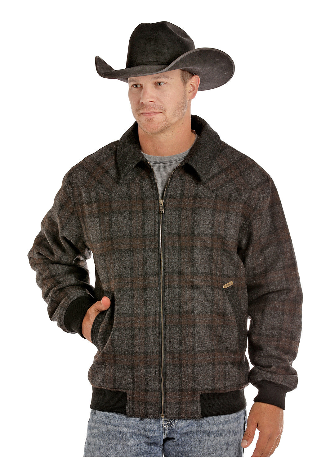 Panhandle Slim® Men's Plaid Western Bomber Jacket