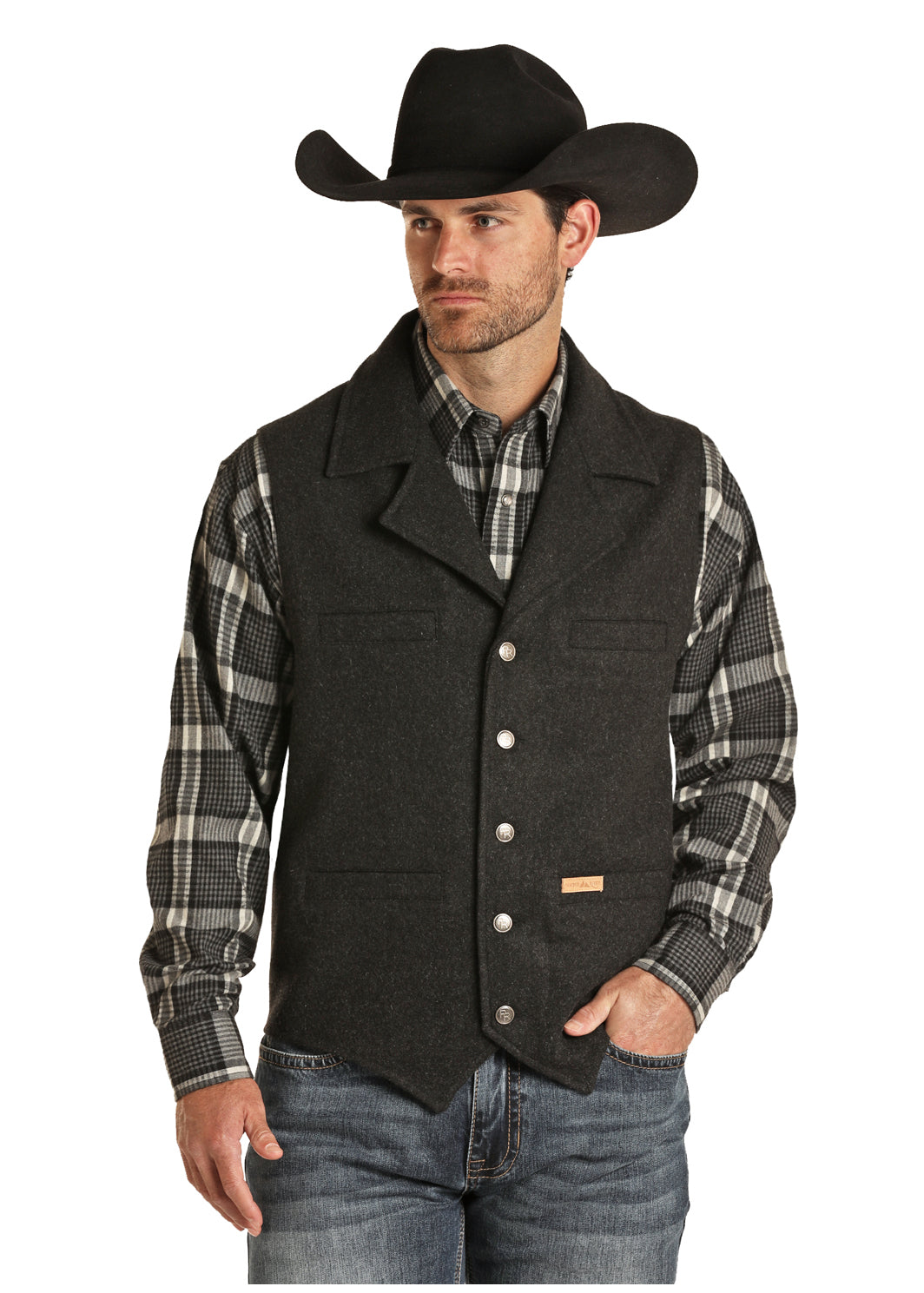 Powder River® Men's Montana Button Front Heather Wool Vest – Solano's ...