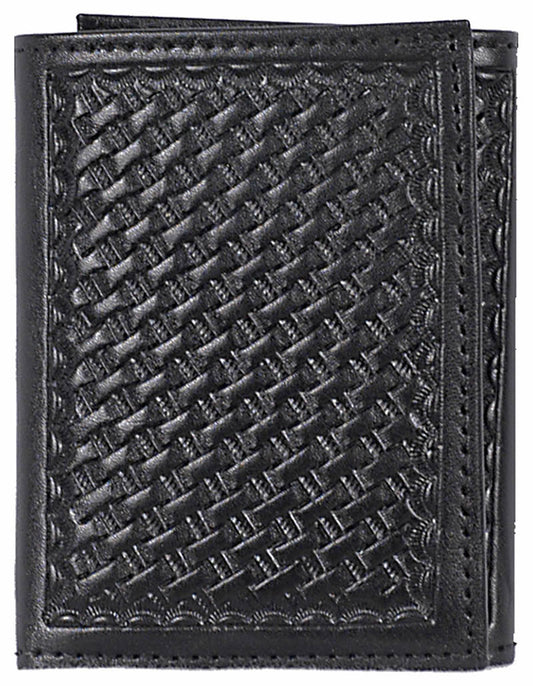 3-D® Men's Basket Weave Tri-Fold Leather Wallet