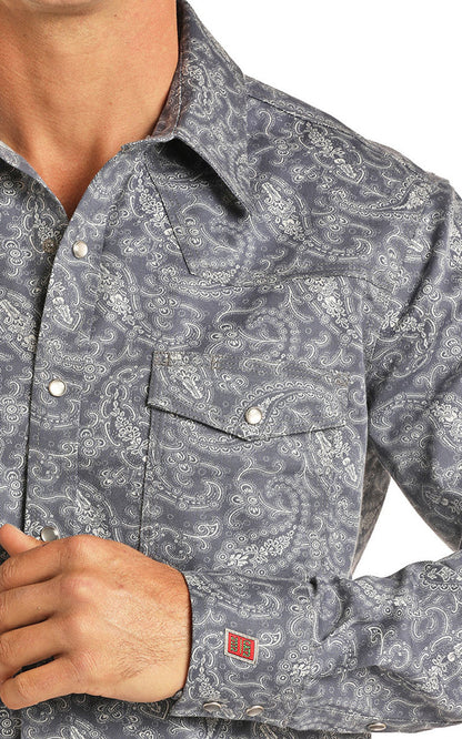 Panhandle Slim® Men's Flame Resistant Paisley Long Sleeve Snap Front Western Shirt