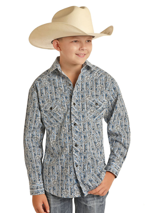 Panhandle Slim® Boy's Paisley Delight Snap Front Western Shirt