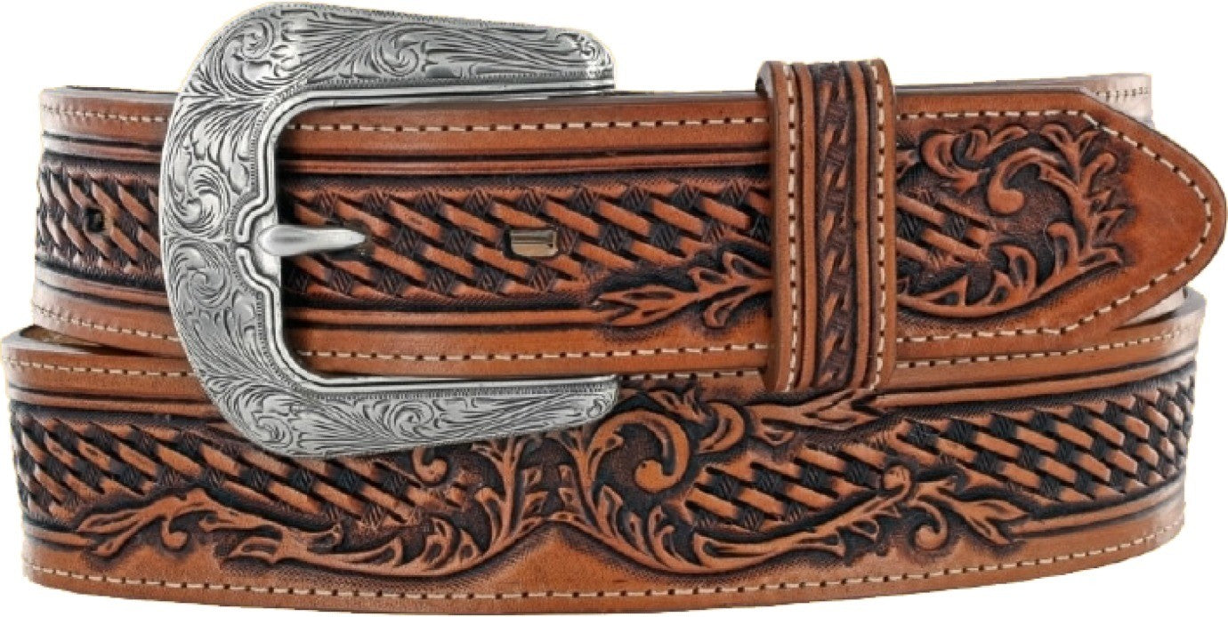 Justin® Men's Cottonwood Tooled Leather Western Belt