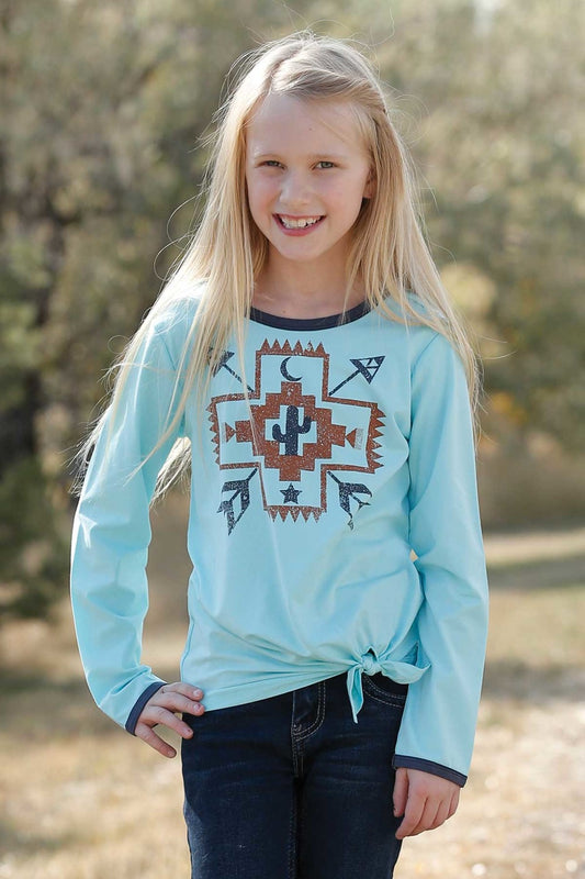 Cruel Girl® Girl's Southwestern Cactus Long Sleeve Western T-Shirt