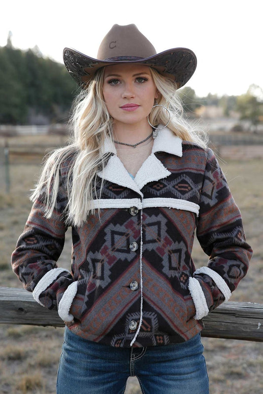 Cruel Girl® Women's Brown Quilted Sherpa Western Jacket