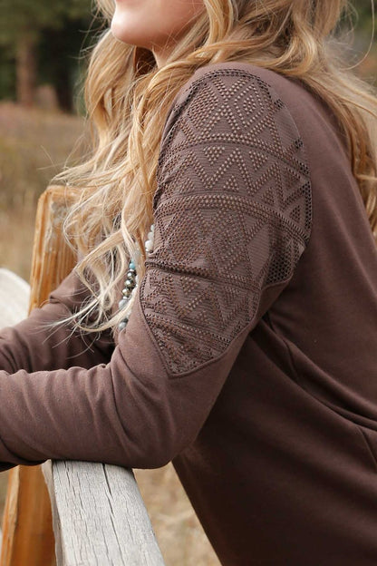 Cruel Girl® Women's Brown Fleece Pullover Sweatshirt Top