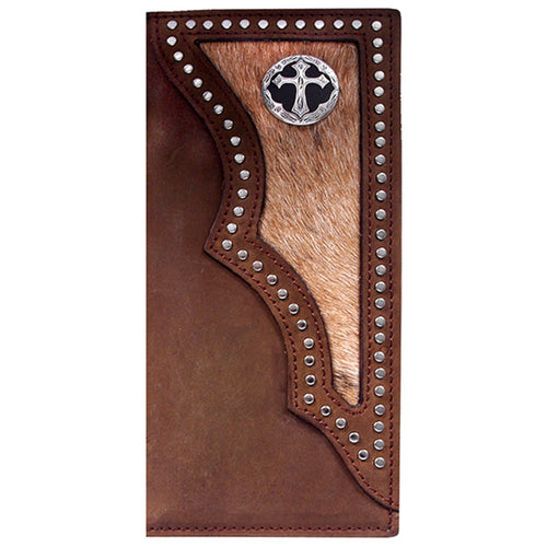 3D® Men's Western Cross Concho Hair-On Inlay Leather Rodeo Wallet