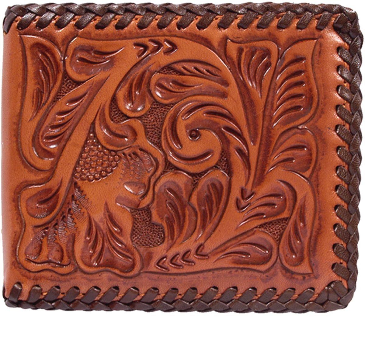 3-D® Men's Floral Tooled Laced Edging Wallet