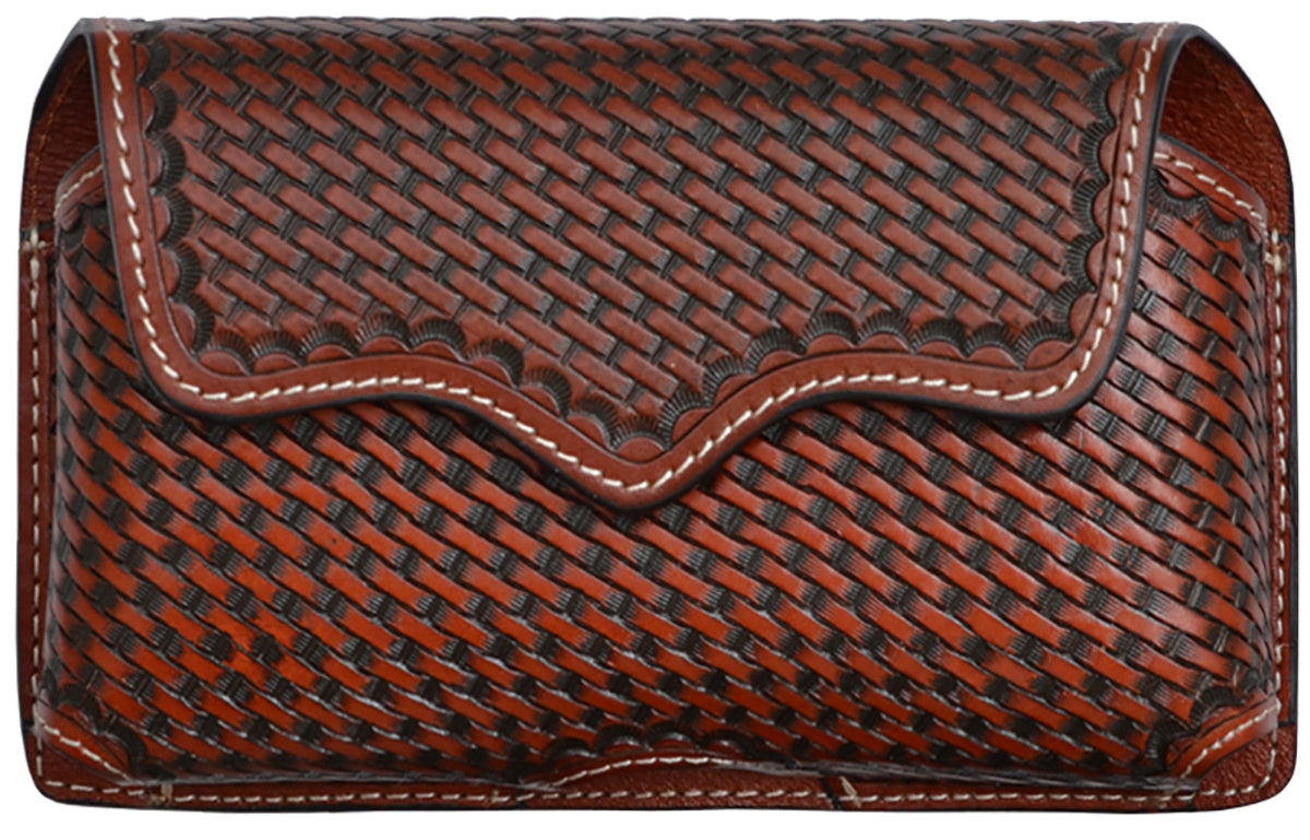 3-D® XXL Brown Basket Weave Leather Cell Phone Case