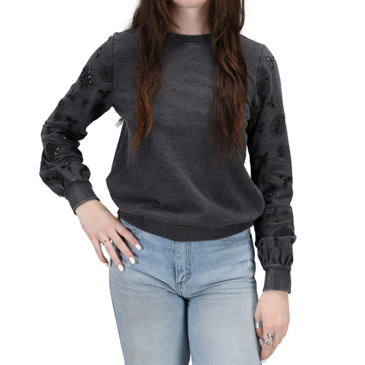 Panhandle Slim® Women's Black Eyelet Embroidery Pullover Sweater