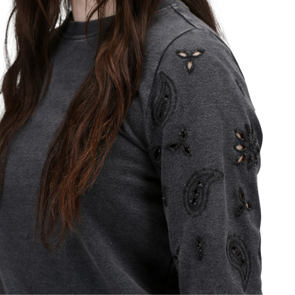 Panhandle Slim® Women's Black Eyelet Embroidery Pullover Sweater