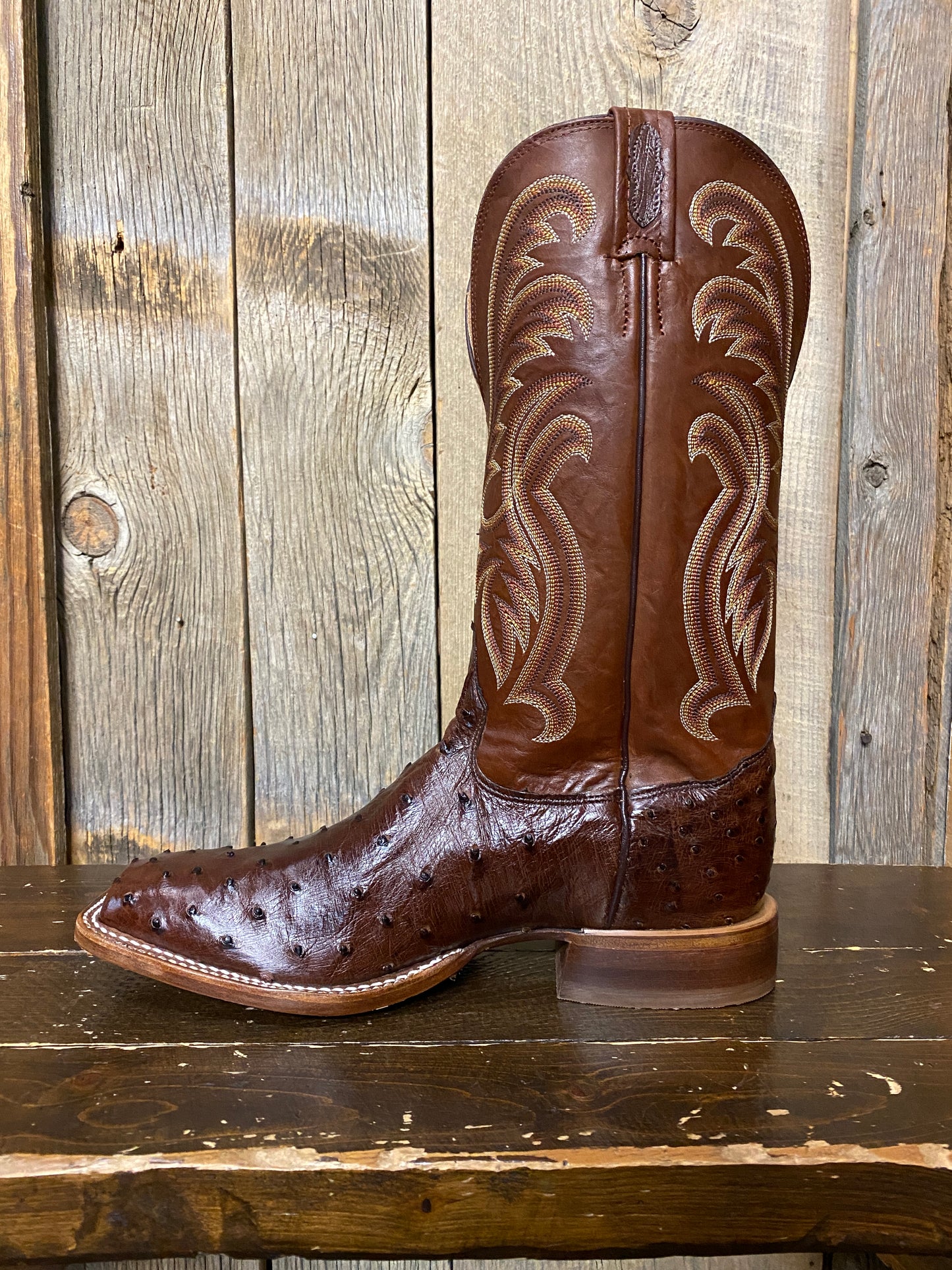 Tony Lama® Men's Bourbon Full Quill Ostrich Wide Square Toe Exotic Western Boots