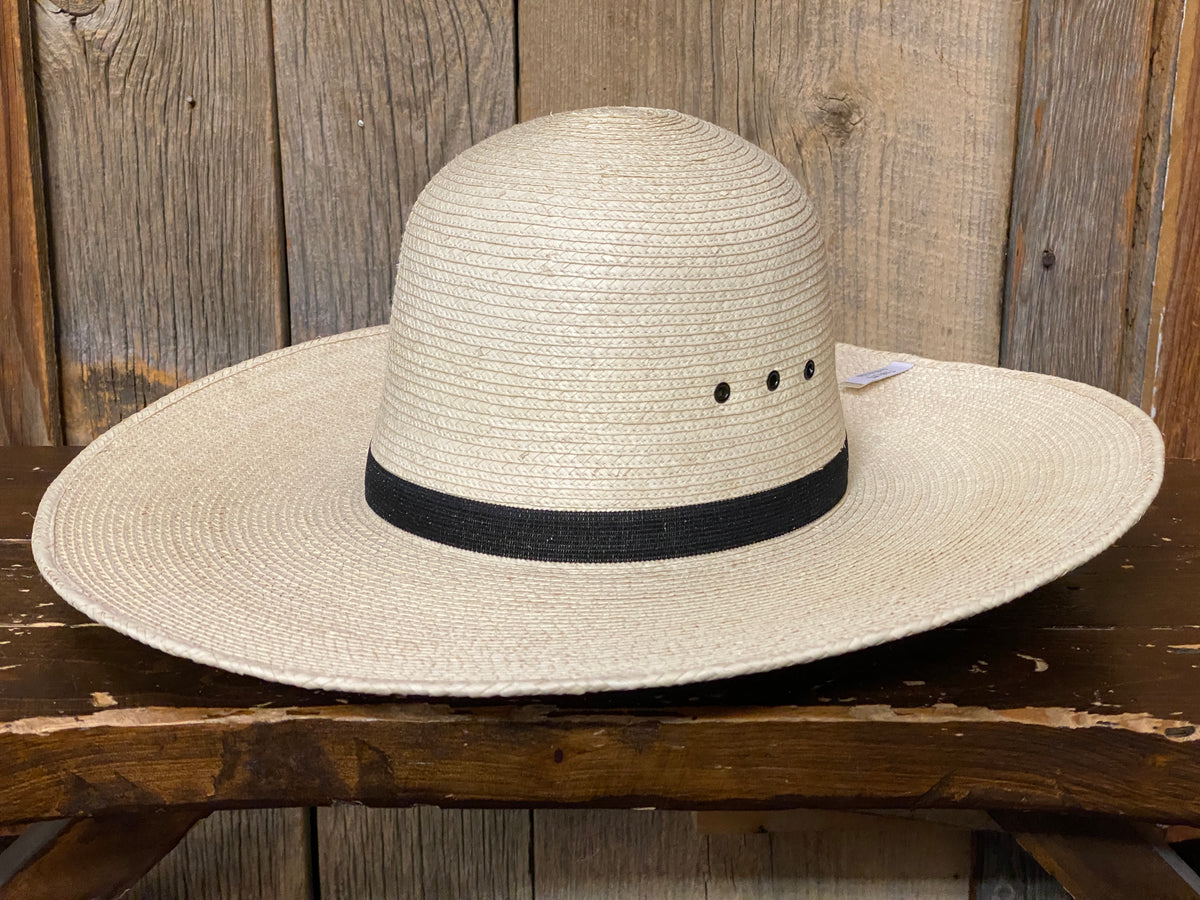 SunBody Hats Palm Leaf Western Straw Hat Wide Brim Tan SunBody Hats Guatemala Palm Leaf Hat Open Regular Crown Tan  main image 3