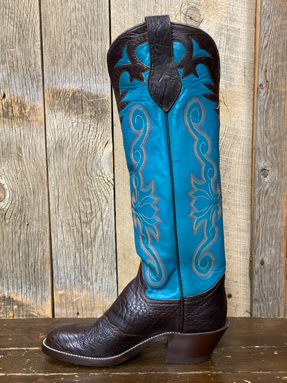 Honcho Solano® Buckaroo Bold Full Grain Leather Tall Top Cowboy Boots - Yellow / Wine / Turquoise