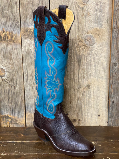 Honcho Solano® Buckaroo Bold Full Grain Leather Tall Top Cowboy Boots - Yellow / Wine / Turquoise