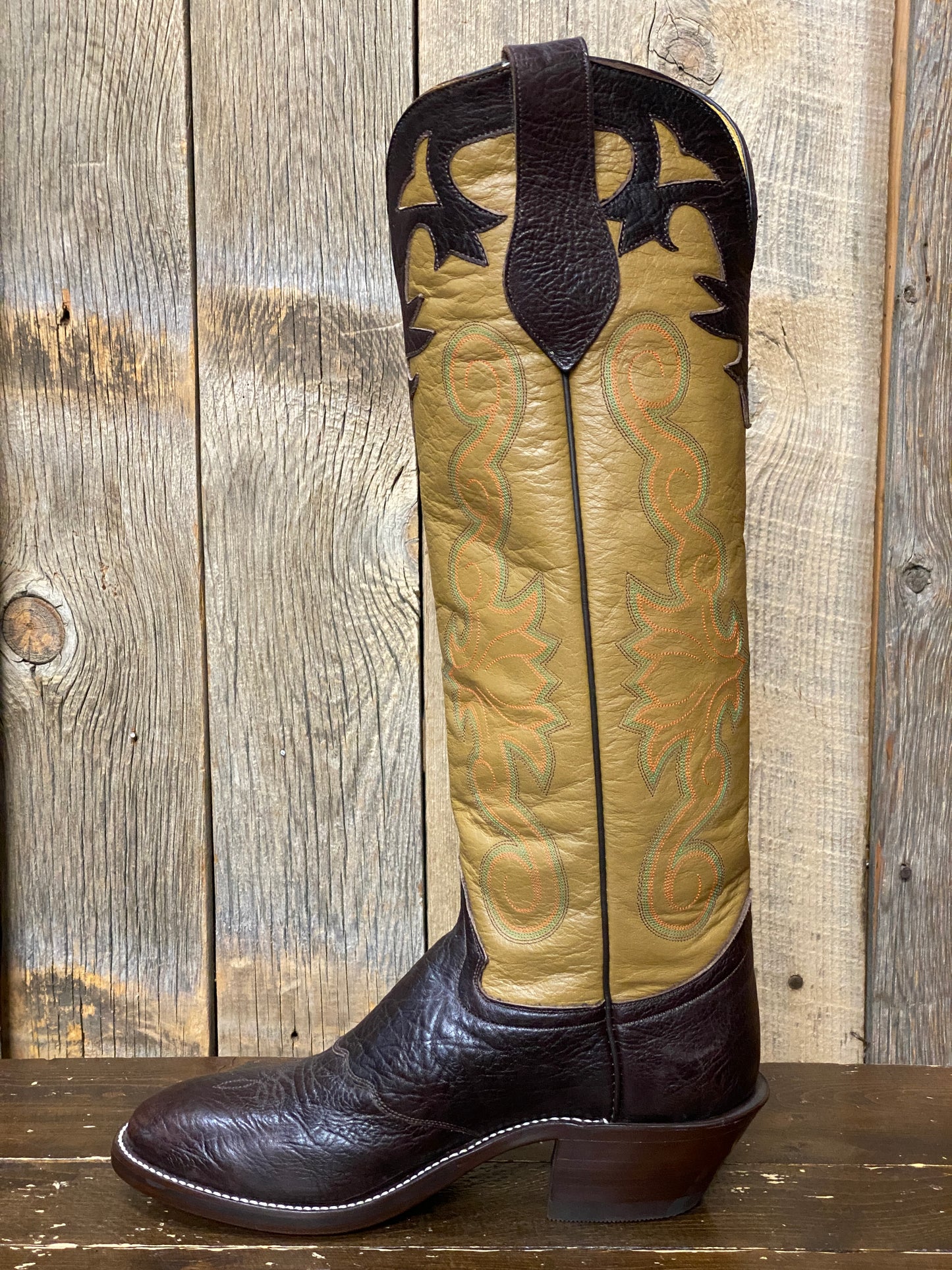 Honcho Solano® Buckaroo Full Grain Leather Tall Top Cowboy Boots - Bone / Saddle