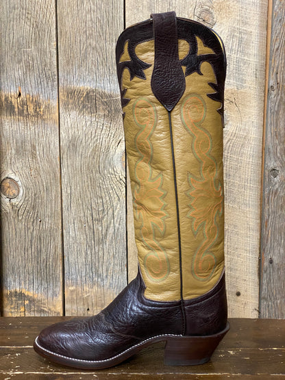 Honcho Solano® Buckaroo Full Grain Leather Tall Top Cowboy Boots - Bone / Saddle