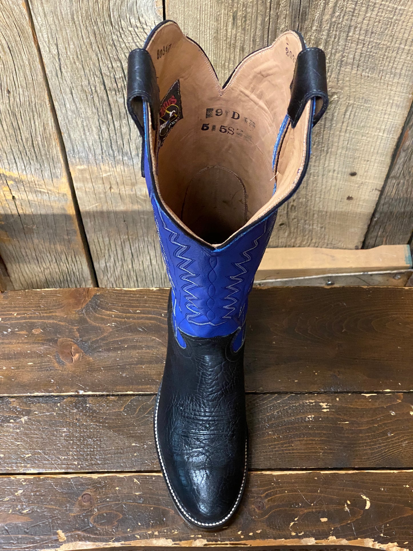 Honcho Solano® Buckaroo Wilson Blue Full Grain Leather Tall Top Cowboy Boots