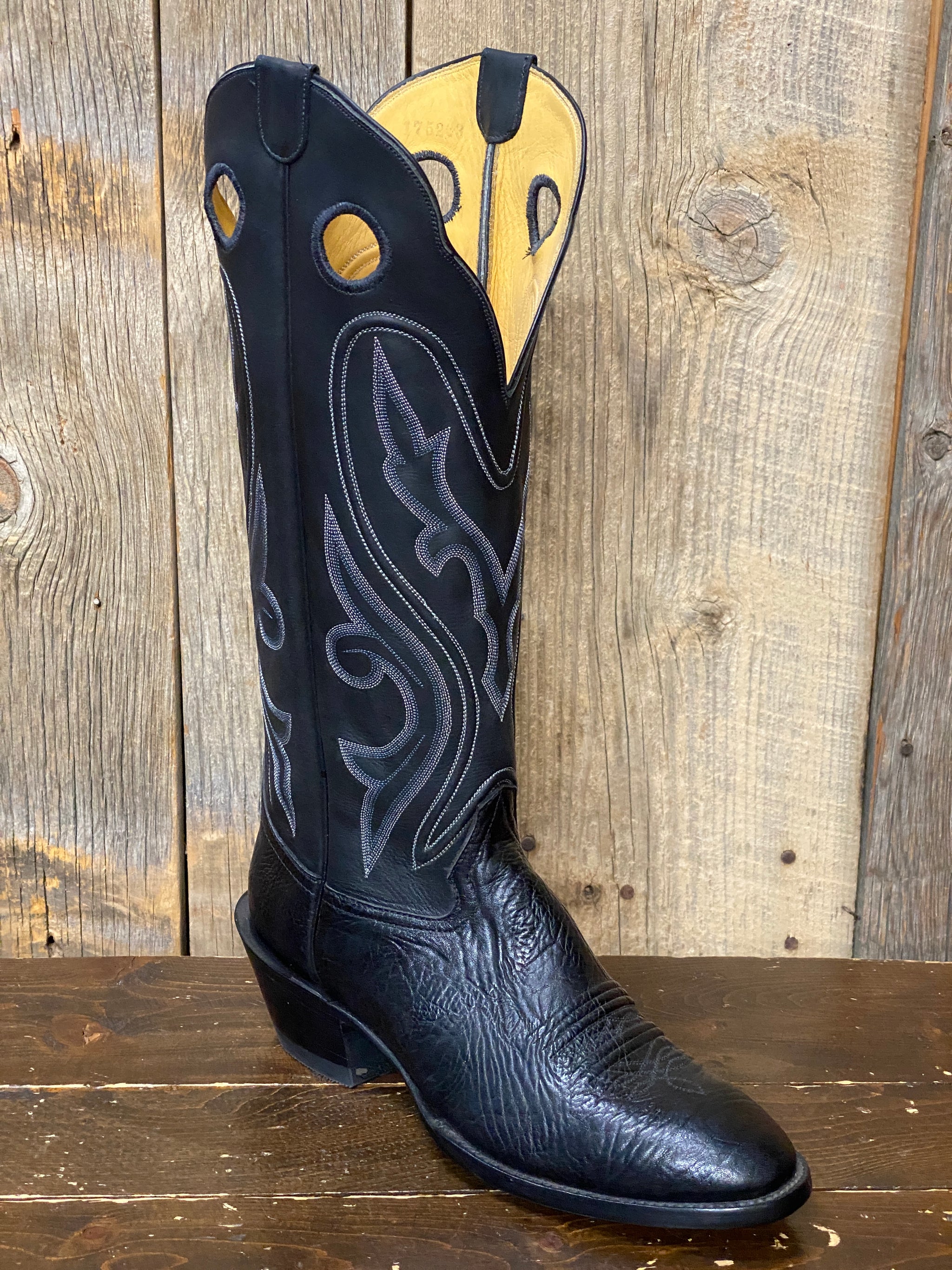 Honcho Solano® Bailando Full Grain Leather Tall Top Cowboy Boots Bla