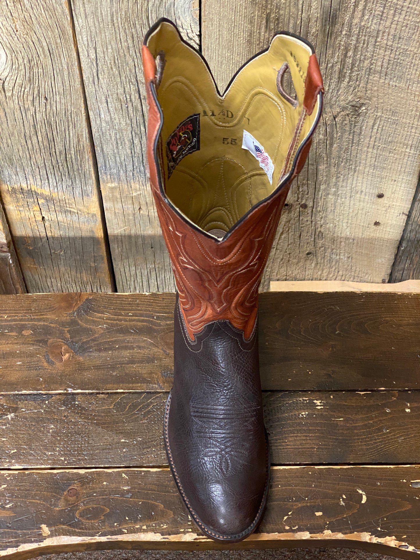Honcho Solano® Bailando Full Grain Leather Tall Top Cowboy Boots - Black / Brown