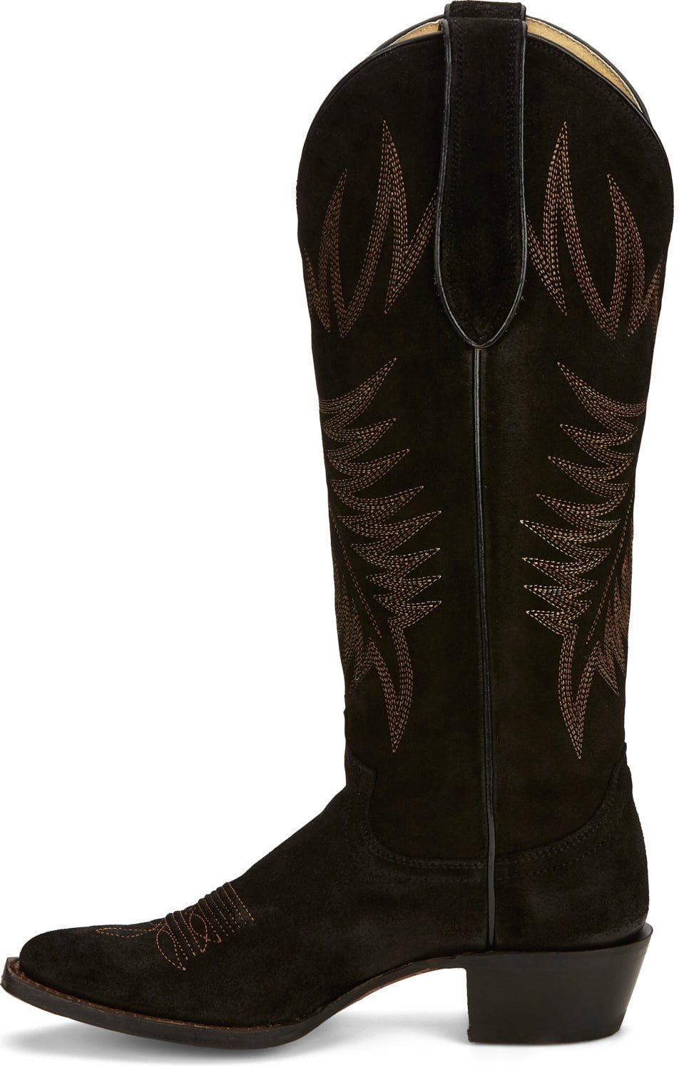 Justin® Women's Clara Black Suede Leather Tall Cowboy Boots