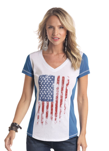Panhandle Slim® Women's Stars & Stripes Print Half Sleeve Western T-Shirt