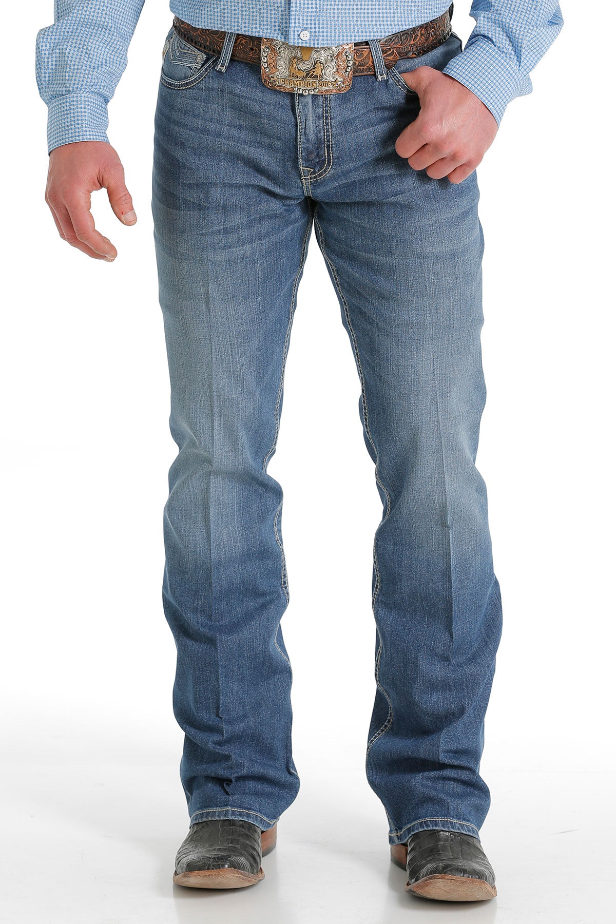 Cinch® Men's Ian 5 Pocket Medium Stonewash Bootcut Denim Jeans
