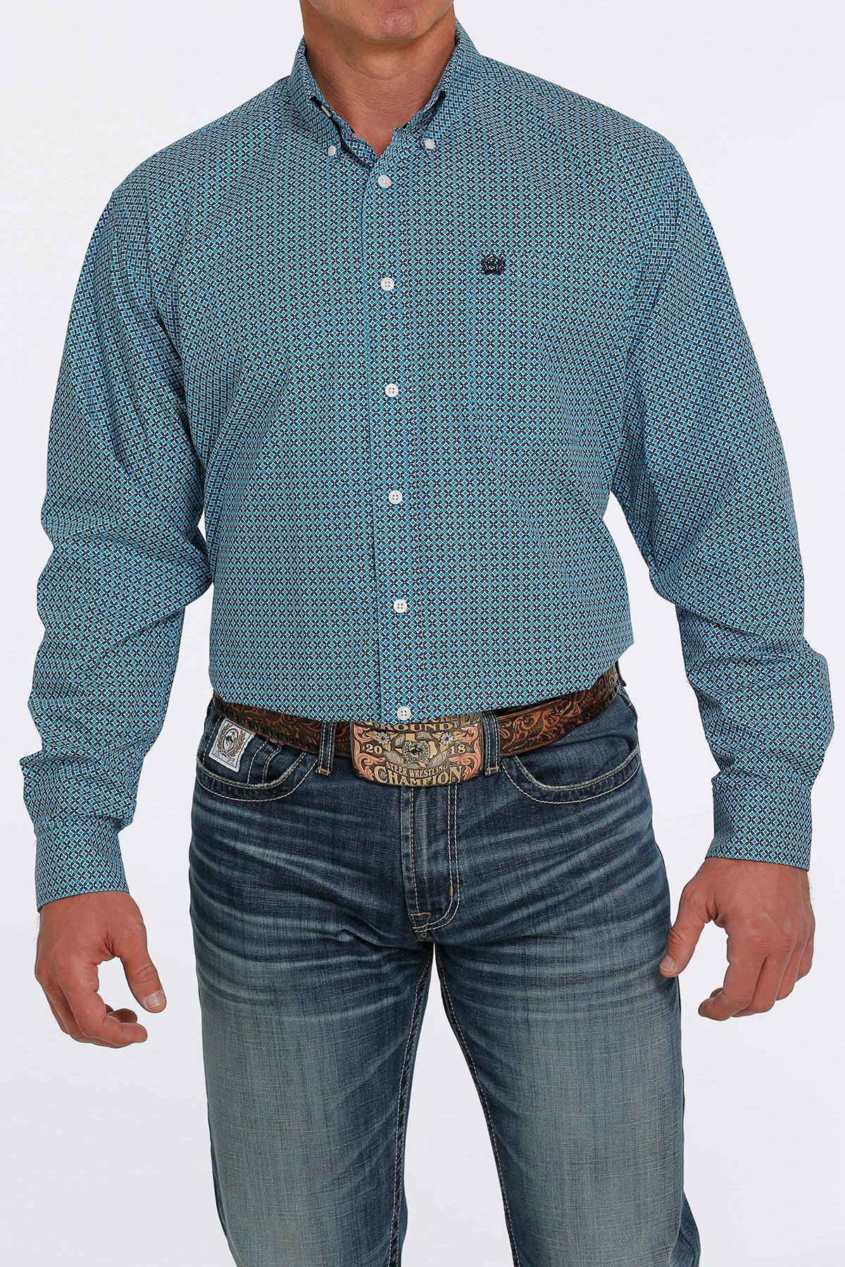 Cinch® Men's Diamond Print Long Sleeve Button Front Western Shirt