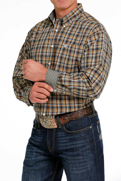 Cinch® Men's Brown Plaid Long Sleeve Button Front Western Shirt