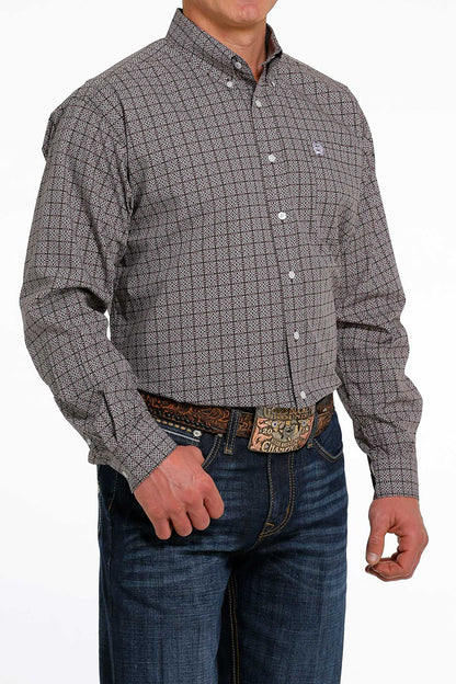 Cinch® Men's Grey Geo Print Long Sleeve Button Front Western Shirt