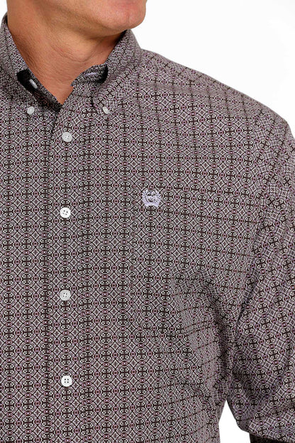 Cinch® Men's Grey Geo Print Long Sleeve Button Front Western Shirt