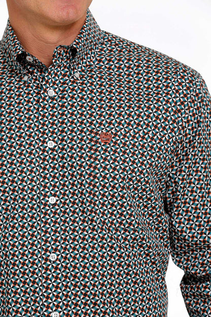 Cinch® Men's Multi-Color Geo Print Long Sleeve Button Front Western Shirt
